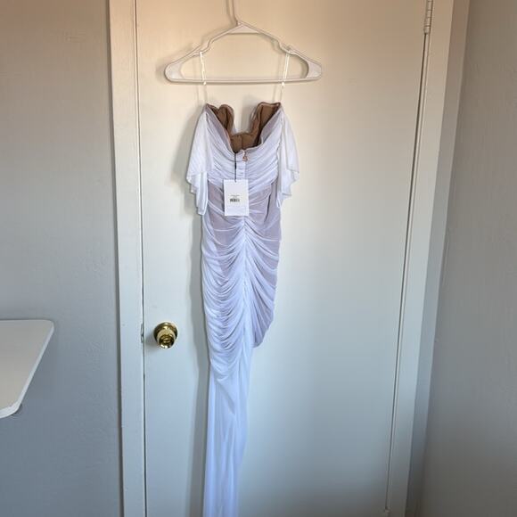 Nookie x Revolve Dita Boned Bodice Mesh Gown Size Small NWT White Nude - Picture 5 of 5